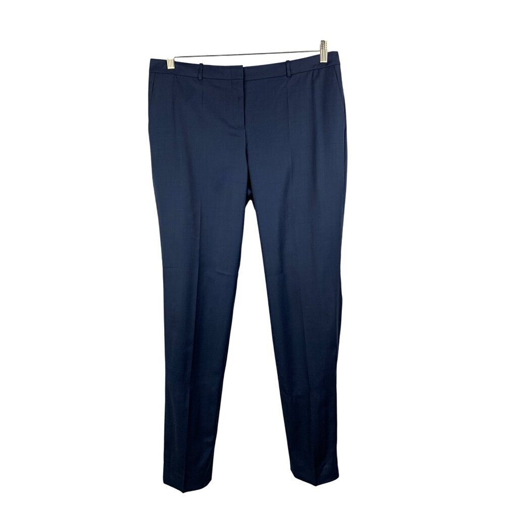 Hugo Boss Mens Navy Dress Pants Size 48 Wool & Elastane Blend Slim Fit